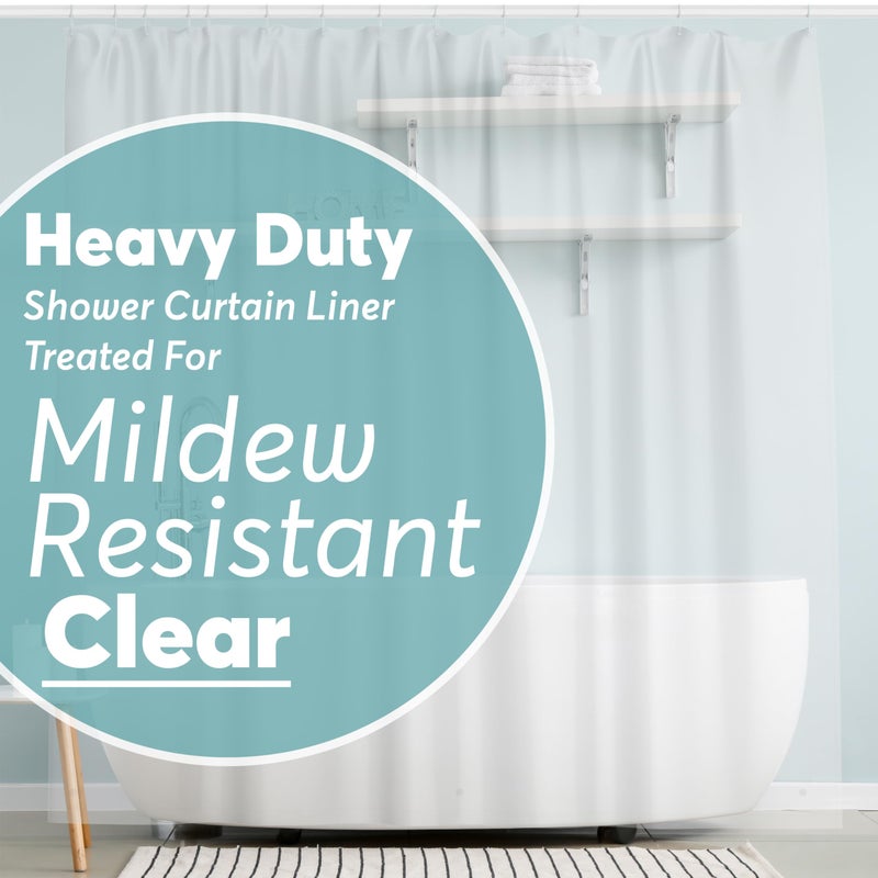 BigFoot Shower Curtain Liner 72 x 72 PEVA Heavy Duty Shower Curtain with Rustproof Metal Grommet and 3 Magnetic Weights Odor Free and Compatible with Standard Showers Clear