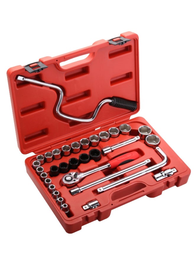 jetechtool Jetech 32-Piece 1/2-Inch Drive Metric Socket Set, Includes Sockets, Impact Sockets, Ratchet, L-Wrench, Speed Handle, Universal & Tri-Function Joints, Extension Bars for Repair Mechanic Garage - SK1/2-32 - Image 1