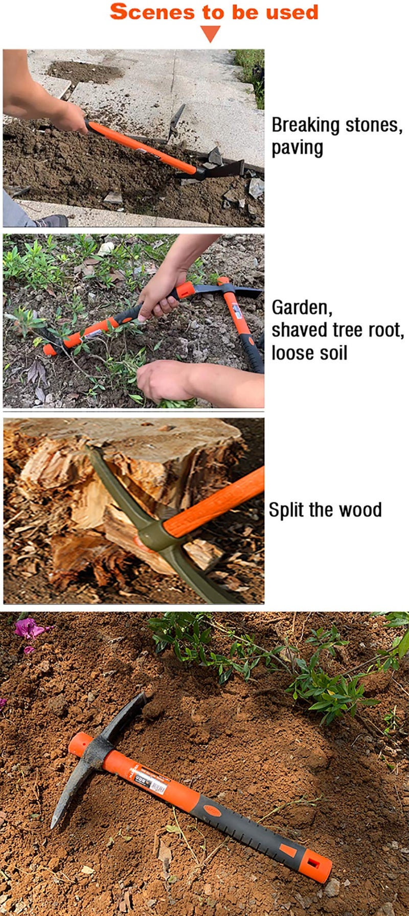 Harden 400 grams Garden Agriculture Mini Cutter Mattock tool with 38cm Ergonomic Fiberglass Handle - Forged Fine Grain Steel Head – 590614 - Image 5