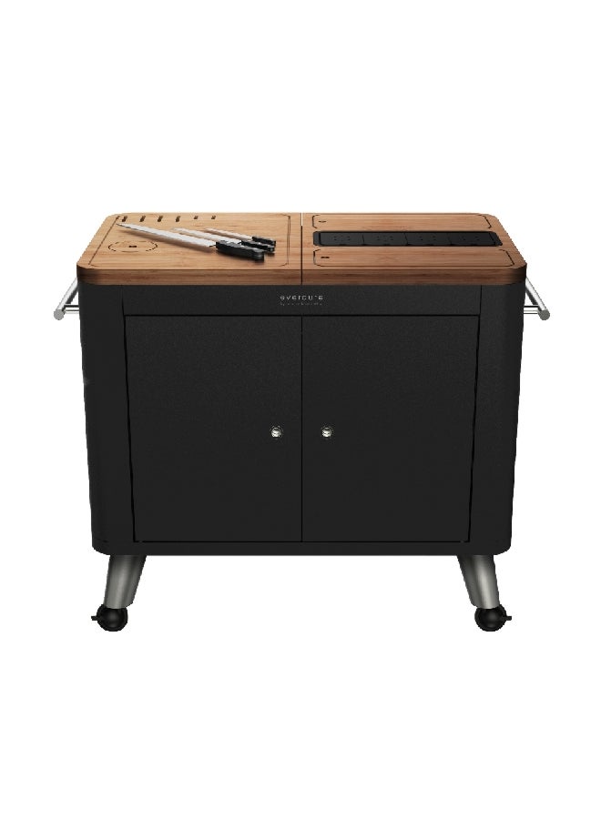  ايفرديور مطبخ تحضير متنقل للاستخدام الداخلي/الخارجي باللونين الأسود والبني، وبأبعاد 95 × 101.2 × 55.2 سم HBPKB - Image 2