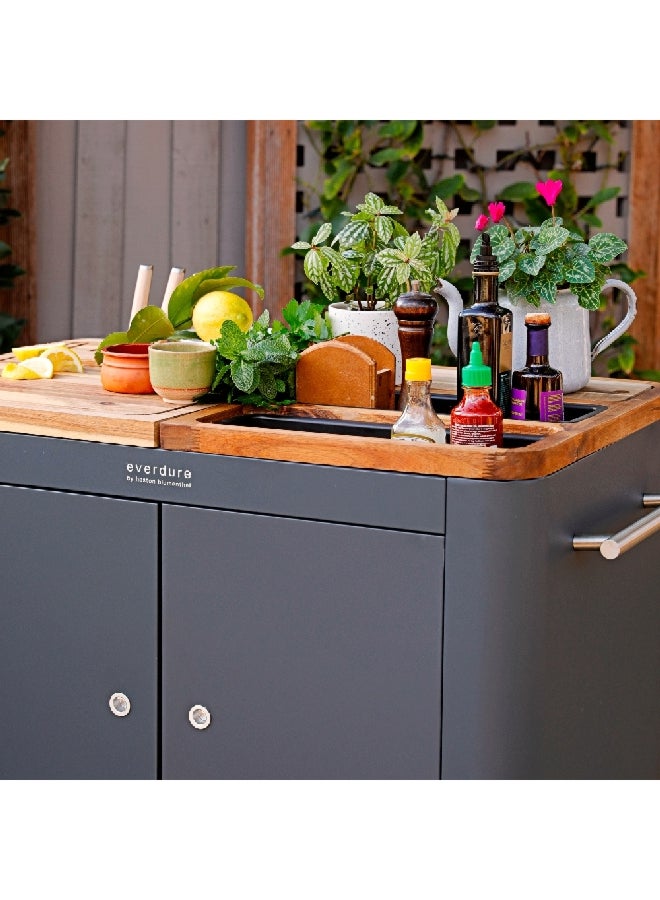  ايفرديور مطبخ تحضير متنقل للاستخدام الداخلي/الخارجي باللونين الأسود والبني، وبأبعاد 95 × 101.2 × 55.2 سم HBPKB - Image 5