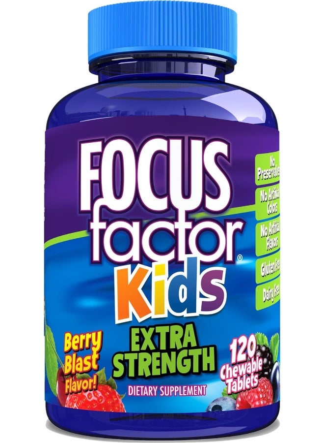 Focus Factor Kids Extra Strength Daily Chewable For Brain Health Support, 120 Count - Image 1