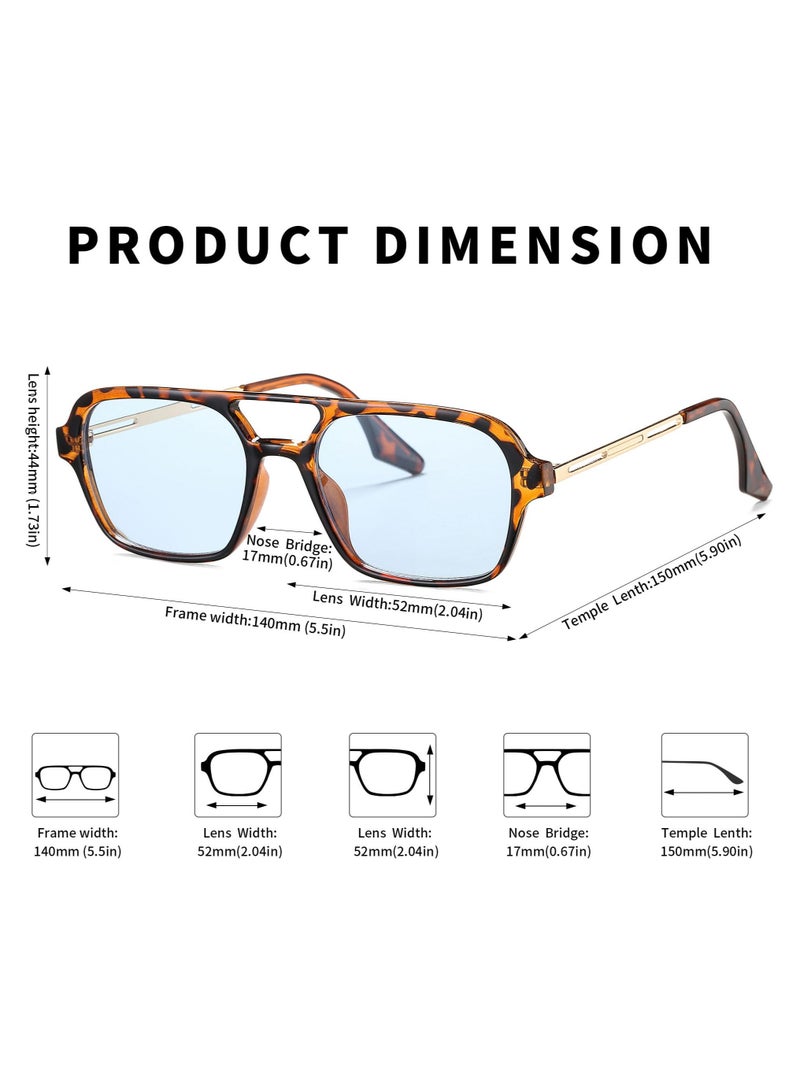 Zikra 3 Pc Vintage 70s Flat Aviator Sunglasses for Women Men, Retro Square Glasses UV400 Protection Shades - Image 4