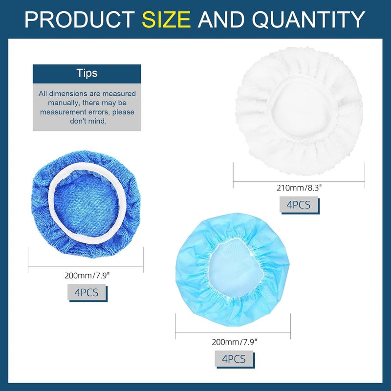 Glarks 12Pcs 9-10 Inch Car Polisher Pad Bonnet Set, Soft Microfiber/Synthetic Fleece/Non-Woven Fabric Polishing Bonnet Buffing Pad Cover Car Waxers Bonnet Set for Orbital Buffer Polisher(9-10 Inch) Diverse use resistant crafted quality - Image 2
