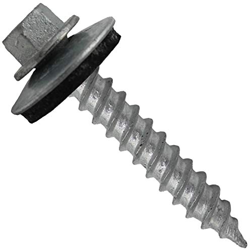 Jake Sales برغي سقف معدني: (250) 12 x 1-1/2" زنك سداسي إعادة قبضة برغي سقف معدني. براغي حادة النقطة من المعدن إلى الخشب. - Image 5
