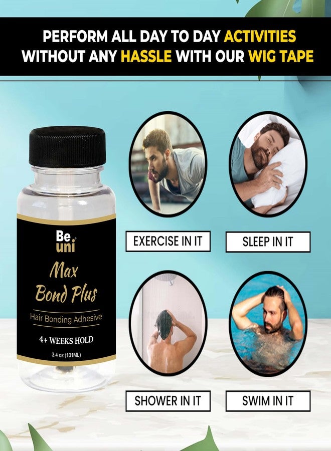 Beuni Max Bond Plus Hair Patch Glue For Men - 101ml | Strong Hold Up To 4+ Weeks | Hair Wig Glue Adhesive | Long Losting Hold, Water Proof, Skin Friendly - Image 2