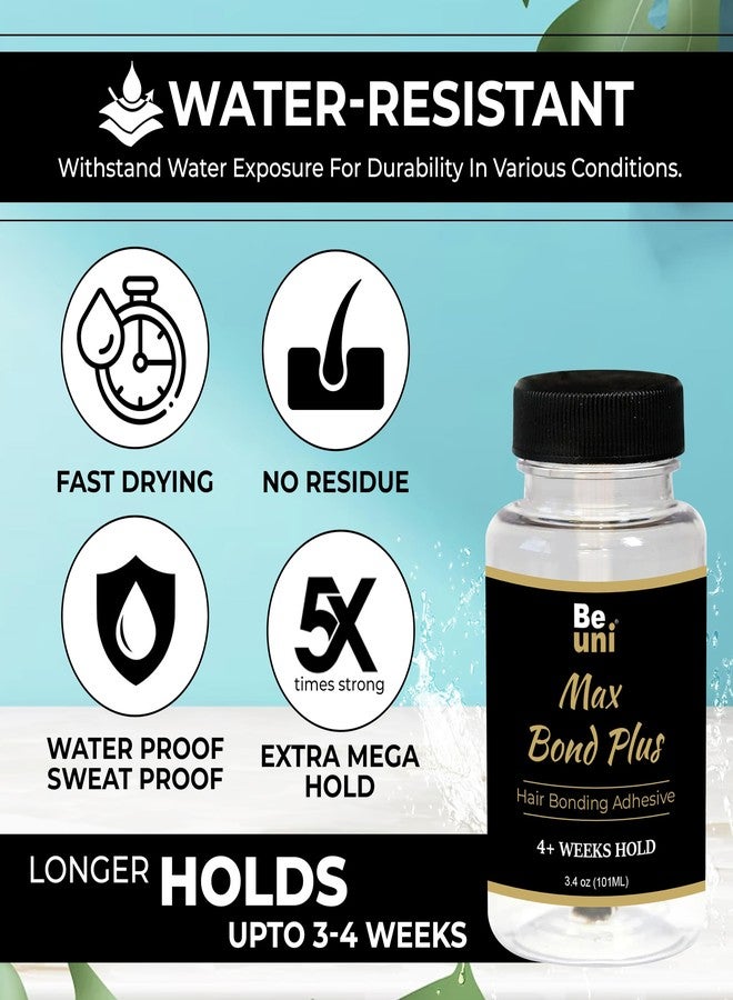 Beuni Max Bond Plus Hair Patch Glue For Men - 101ml | Strong Hold Up To 4+ Weeks | Hair Wig Glue Adhesive | Long Losting Hold, Water Proof, Skin Friendly - Image 4