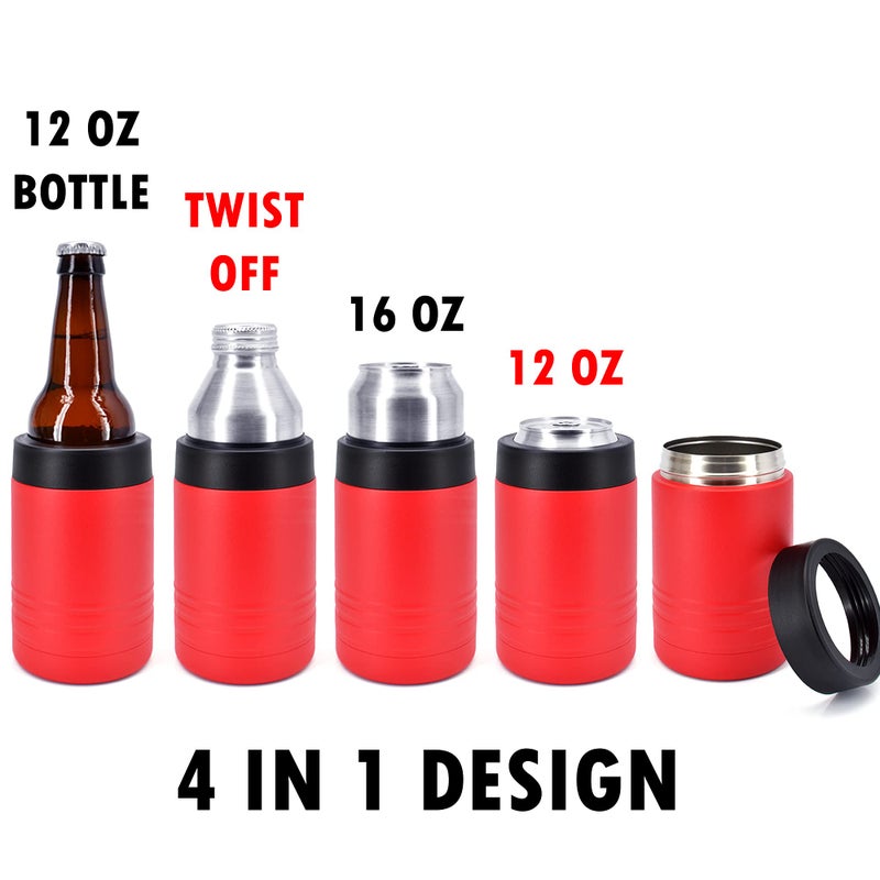 Clear Water Home Goo Clear Water Home Goods - 12 oz Stainless Steel Double Wall Vacuum Insulated Can or Bottle Beverage Cooler - Powder Coated Red - 6 Pack - Image 3