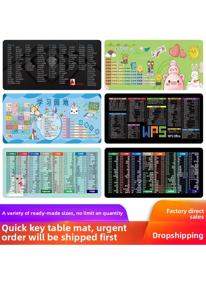 Mouse Pad A Generation Of Personalized Large Shortcut Keys Office Cute Advertising Small Oversized Game Pad-Color:90*40*0.5cm-Pattern:Office Software Shortcut Keys