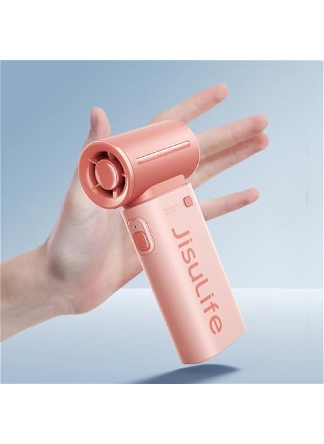 Generic Portable Turbo Fan, Powerful Cooling Handheld Fan, 40000 RPM Hight Speed, 5 Speeds Rechargeable, Lanyard, Mini Pocket Design, Personal Travel Essentials for Men Women, Makeup, Outdoor Pink  - Image 1
