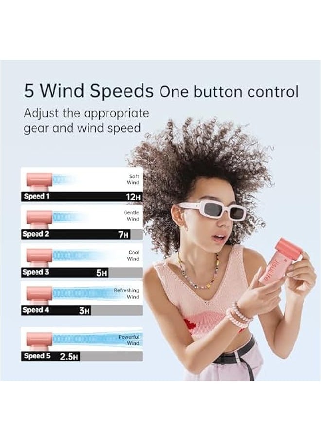 Generic Portable Turbo Fan, Powerful Cooling Handheld Fan, 40000 RPM Hight Speed, 5 Speeds Rechargeable, Lanyard, Mini Pocket Design, Personal Travel Essentials for Men Women, Makeup, Outdoor Pink  - Image 3