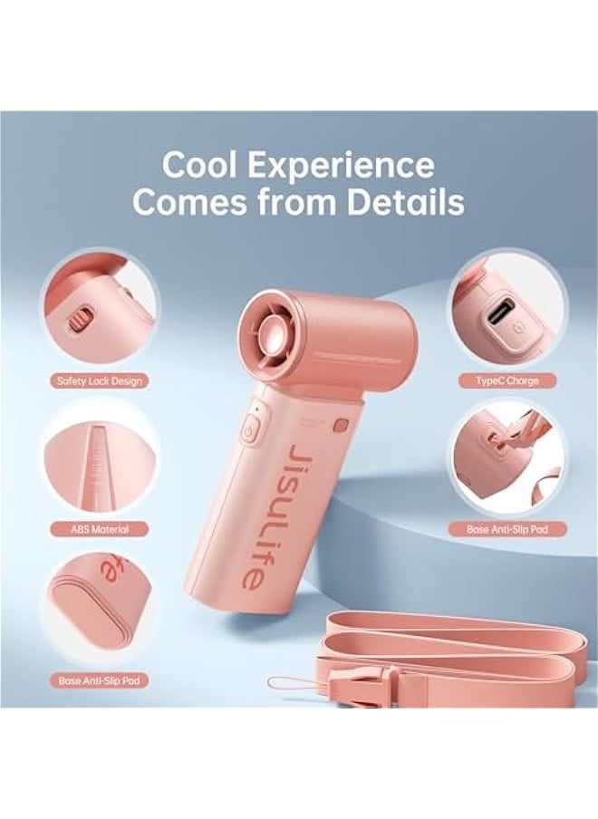 Generic Portable Turbo Fan, Powerful Cooling Handheld Fan, 40000 RPM Hight Speed, 5 Speeds Rechargeable, Lanyard, Mini Pocket Design, Personal Travel Essentials for Men Women, Makeup, Outdoor Pink  - Image 5