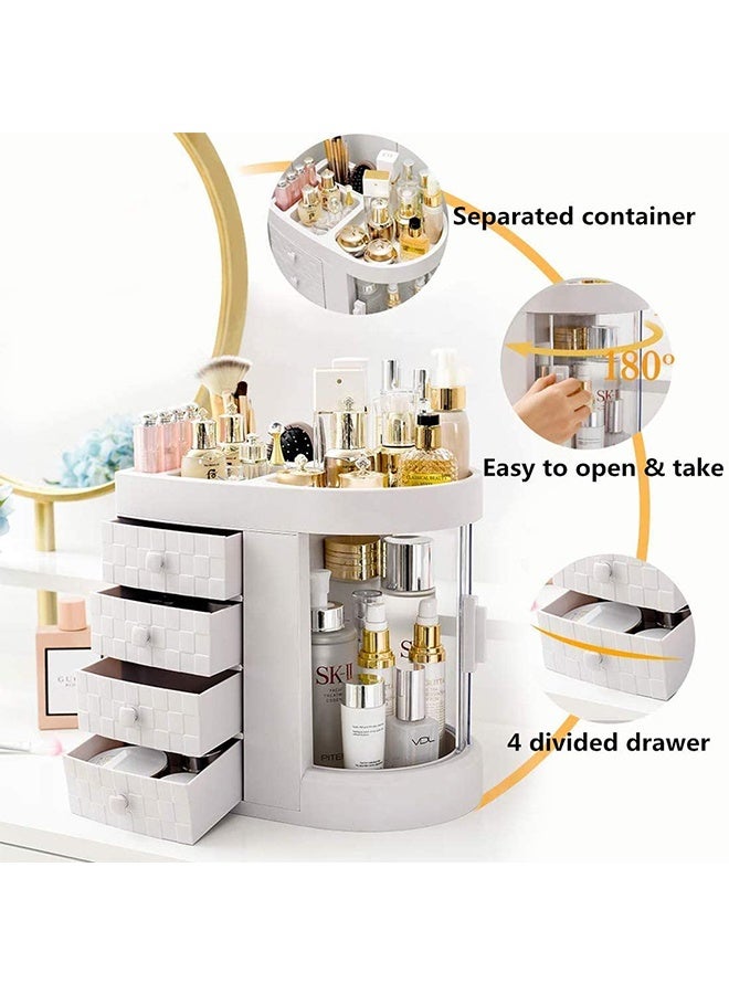 Makeup Organizer Box Cosmetic Storage Box Desktop Dust-Proof Dressing Table Organizer Large-Capacity Makeup Box With Mirror Shelf - Image 3