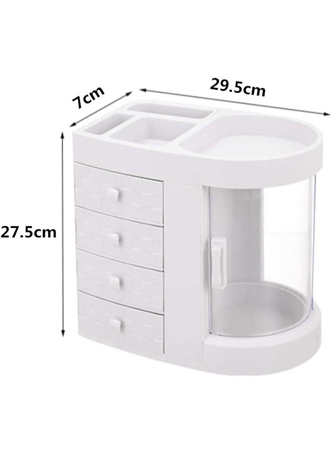 Makeup Organizer Box Cosmetic Storage Box Desktop Dust-Proof Dressing Table Organizer Large-Capacity Makeup Box With Mirror Shelf - Image 2