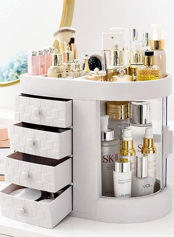 Makeup Organizer Box Cosmetic Storage Box Desktop Dust-Proof Dressing Table Organizer Large-Capacity Makeup Box With Mirror Shelf - Image 1