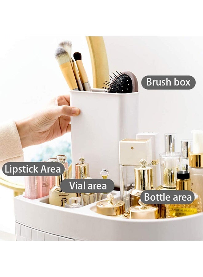 Makeup Organizer Box Cosmetic Storage Box Desktop Dust-Proof Dressing Table Organizer Large-Capacity Makeup Box With Mirror Shelf - Image 4