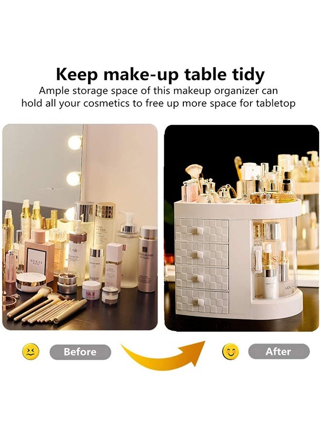 Makeup Organizer Box Cosmetic Storage Box Desktop Dust-Proof Dressing Table Organizer Large-Capacity Makeup Box With Mirror Shelf - Image 5