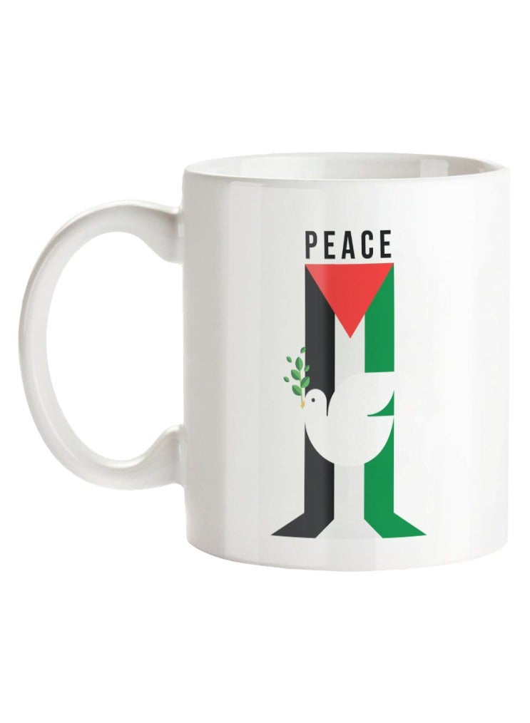 MEC Peace Palestine Design Mug Printed On Both Sides Printed Coffee Mug 11Oz White Handle - Image 1