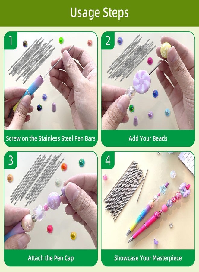 DASTTUIS 50 Pcs Pen Extenders for Beadable Pens Bulk - Mixed 3 Sizes Stainless Steel DIY Beaded Pens Extender Rods with Blank Metal Bars Replacement, Office Accessories & Craft Gifts for Teachers - Image 3