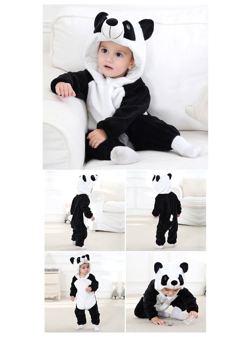 Generic Newborn Baby Hooded Rompers Unisex Winter Flannel Jumpsuit Pajamas Baby Boys and Infant Girls Animal Snowsuits Toddler Onesie Clothes for Infant 0-36 Months  - Image 2