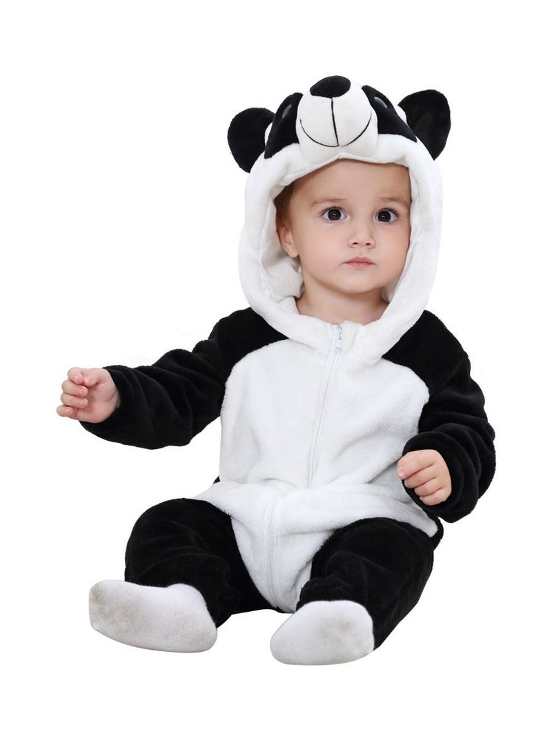 Generic Newborn Baby Hooded Rompers Unisex Winter Flannel Jumpsuit Pajamas Baby Boys and Infant Girls Animal Snowsuits Toddler Onesie Clothes for Infant 0-36 Months  - Image 1