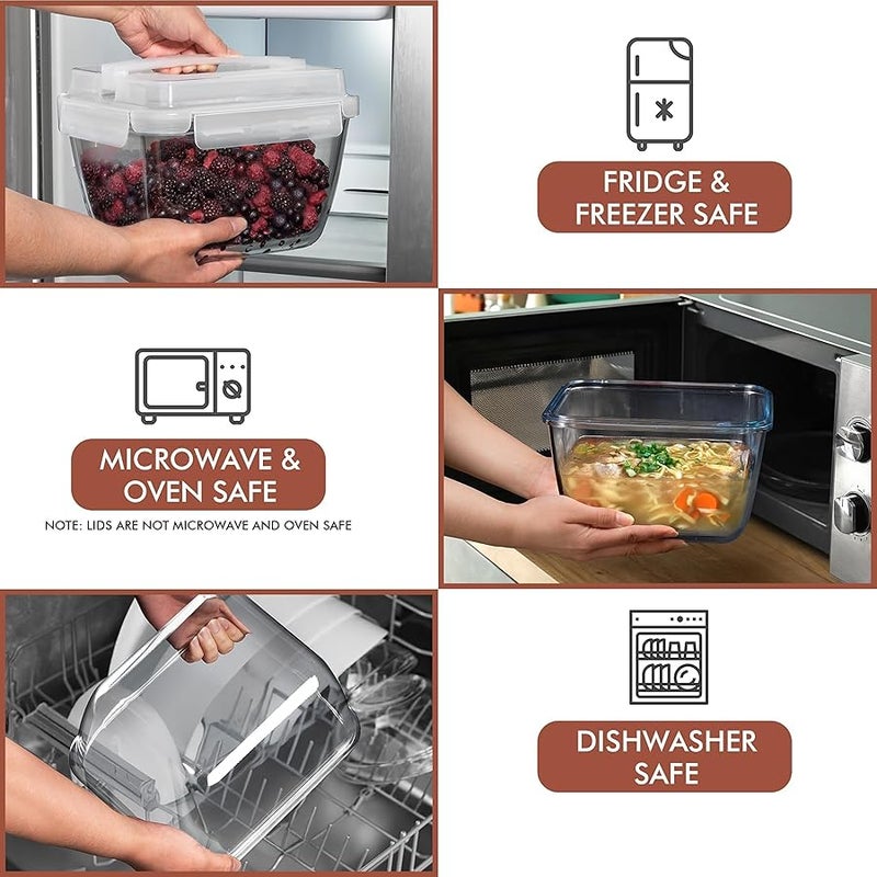 Razab رزاب 17 كوب / 120 اونصة / 3900 مل حاويات تخزين طعام زجاجية كبيرة مع اغطية - مانعة للتسرب وخالية من BPA مثالية لتحميص الديك الرومي وتخزين بقايا الطعام - امنة للاستخدام في الميكروويف والفرن - Image 5