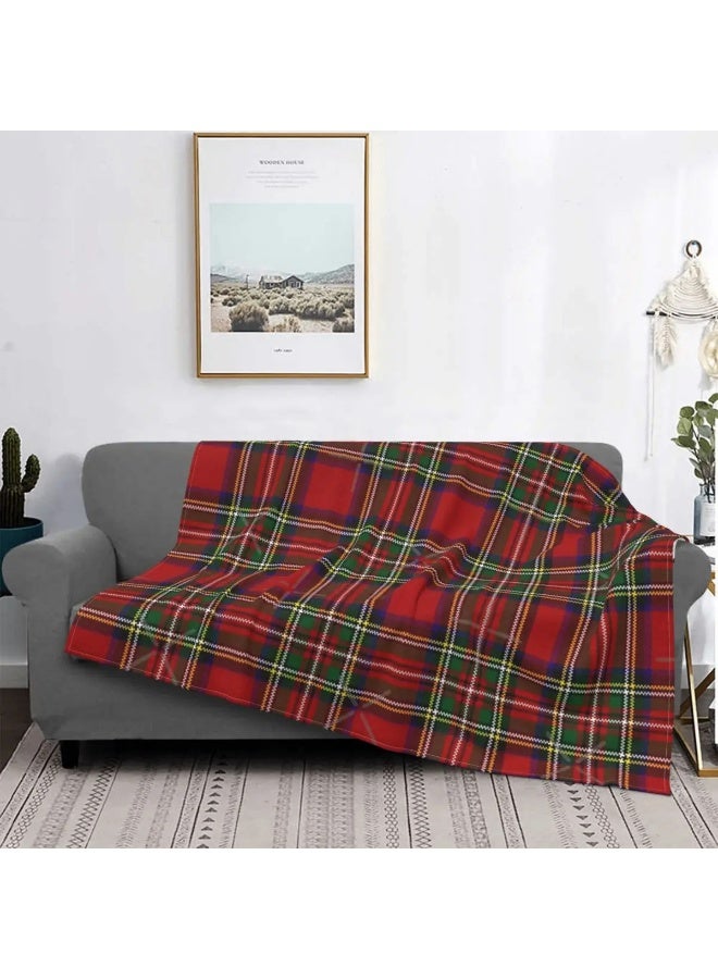 Anna Plaid Print Soft Flannel Throw Blanket for Home - Image 1