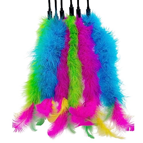 CATENEED Cat Wand Feather Toys, 6 Pieces Interactive Cat Feathers Teaser Toy for Indoor Cats Play - Image 5