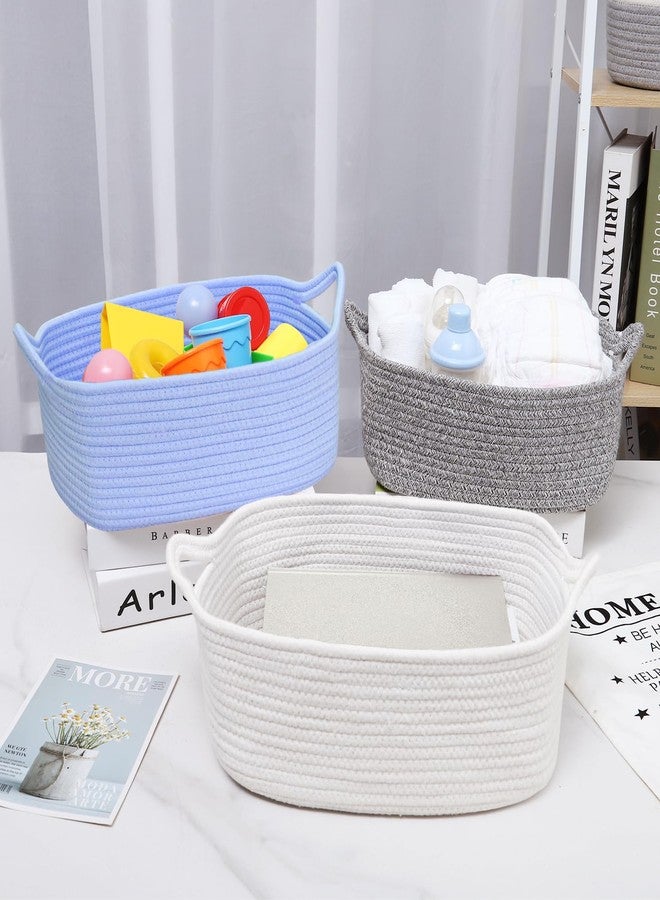 ABenkle Small Storage Basket with Handles, Cotton Rope Woven Dog Cat Toy Bin, Decorative Shelves Closet Organizing for Nursery Laundry Bedroom, 14.2''x 11''x 5.1'' - Image 4