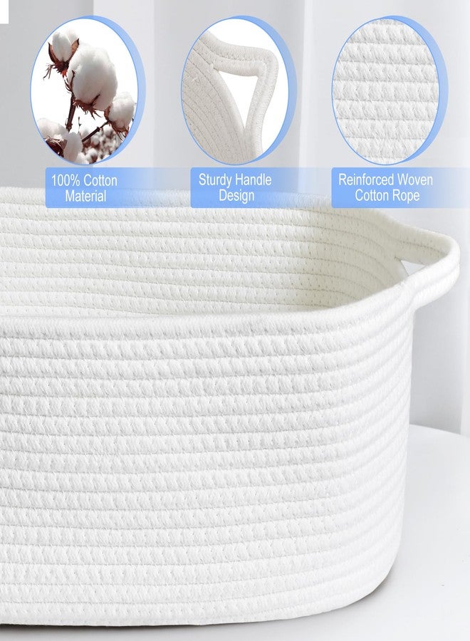 ABenkle Small Storage Basket with Handles, Cotton Rope Woven Dog Cat Toy Bin, Decorative Shelves Closet Organizing for Nursery Laundry Bedroom, 14.2''x 11''x 5.1'' - Image 2