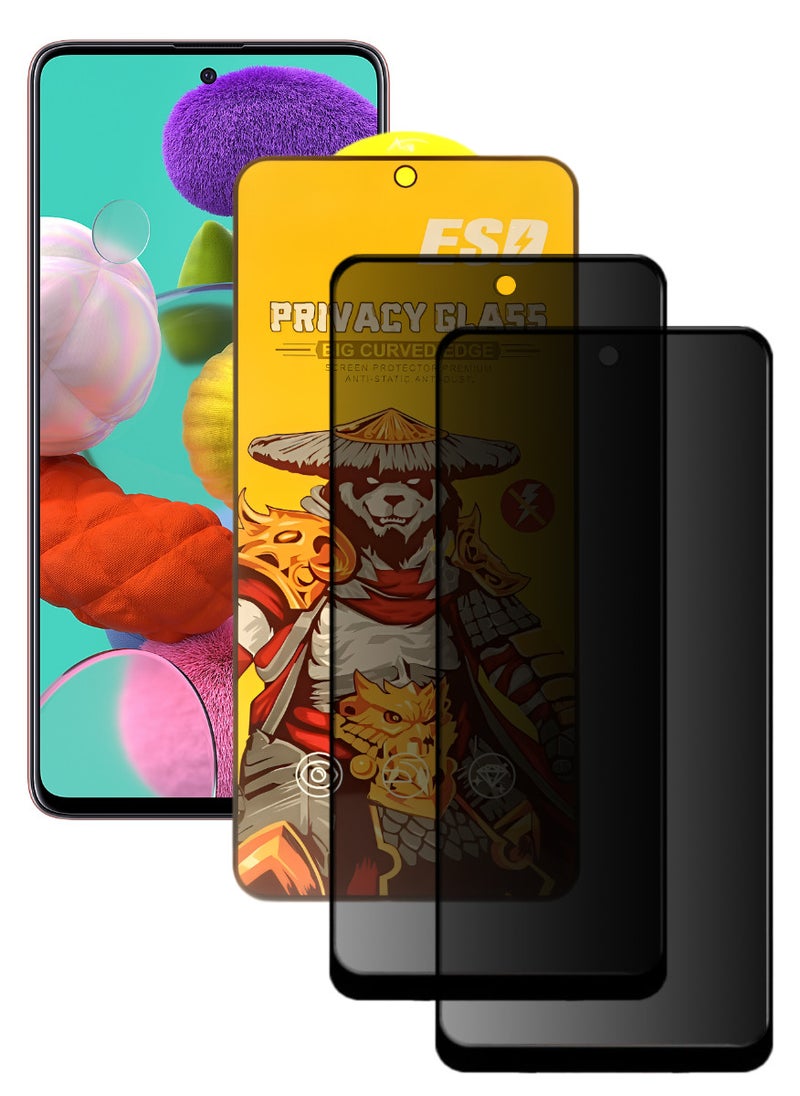 ESD 2 Pieces Tempered Dustproof Privacy Glass Screen Protector Compatible For Samsung Galaxy A51 - Image 1