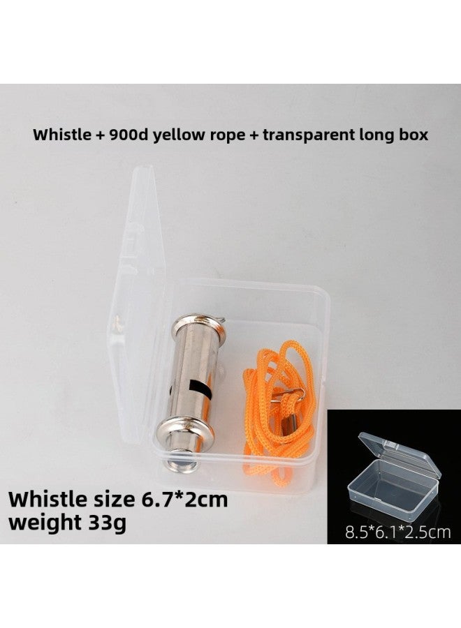 Generic School Stainless Steel Whistle PE Teacher Special Super Loud Treble Whistle Coach Children's Toy Whistle To Survive-Color:1 Police Whistle + Yellow Rope Transparent Box - Image 1