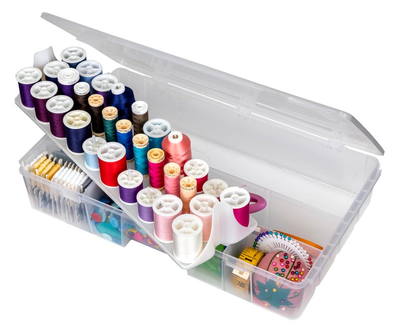 ArtBin 7003AB SewLutions Sewing Supply Storage System with LiftOut Thread Spool Tray 1 Plastic Storage Case Clear
