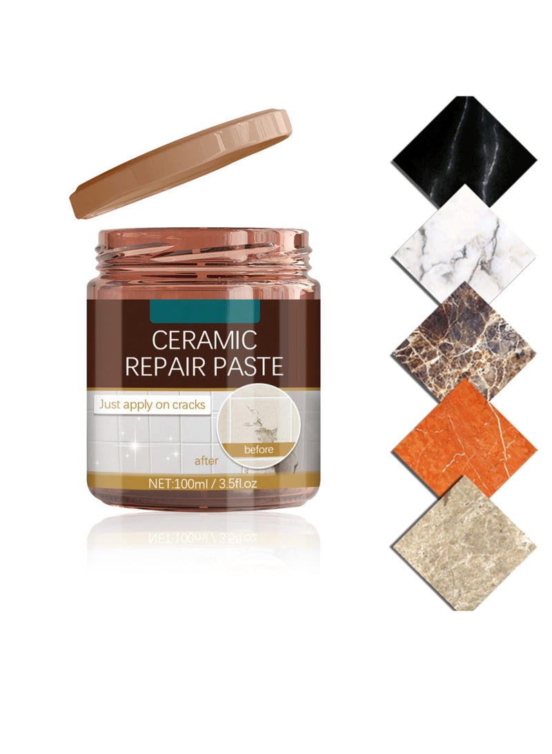 Ceramic Tile Repair Paste, 100ml Porcelain Repair Kit, Bathtub Repair Paste, Enamel Fiberglass Porcelain Acrylic Repair Cream, Tile Tub Sink and Shower Repair Paste for Scratches Holes Cracks - Image 1