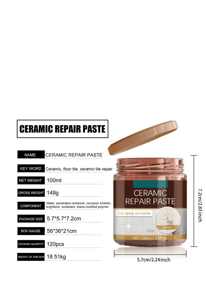 Ceramic Tile Repair Paste, 100ml Porcelain Repair Kit, Bathtub Repair Paste, Enamel Fiberglass Porcelain Acrylic Repair Cream, Tile Tub Sink and Shower Repair Paste for Scratches Holes Cracks - Image 4