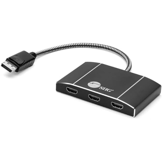 SIIG 4K 3 PORT DISPLAY PORT TO HDMI MST HUB 4K UHD - 1X3 DP TO HDMI MULTI MONITOR MULTI-STREAM TRANSPORT (MST) TECHNOLOGY SPLITTER - Image 1