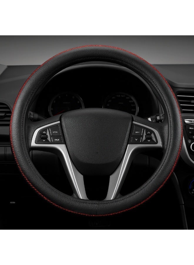 Anti-slip steering wheel cover, safe, soft, good, clear, transparent, full contour, sporty style (black with red stripe) - Image 2