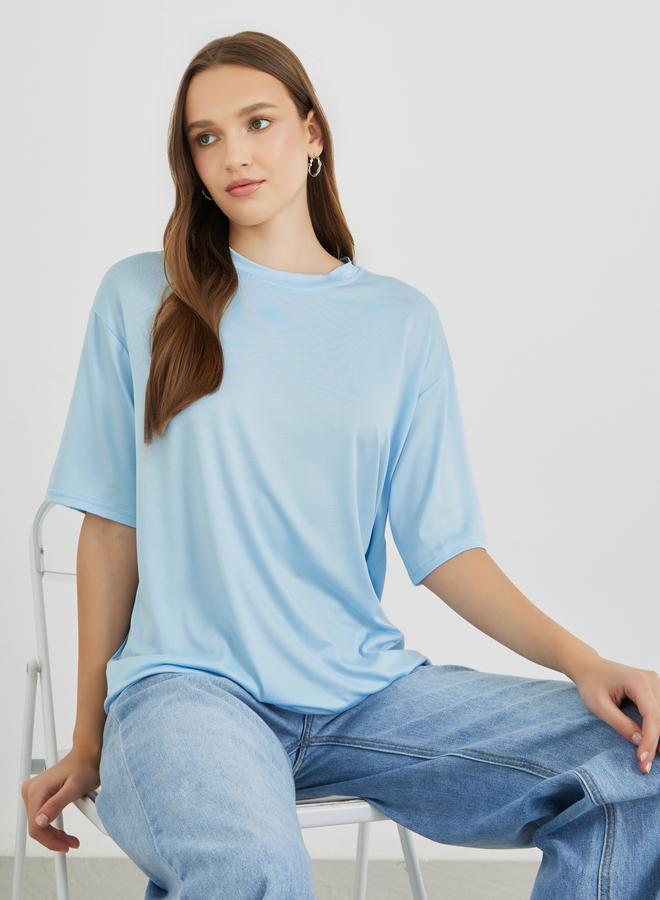 Take Two Solid Oversized Round Neck T-Shirt - Image 1