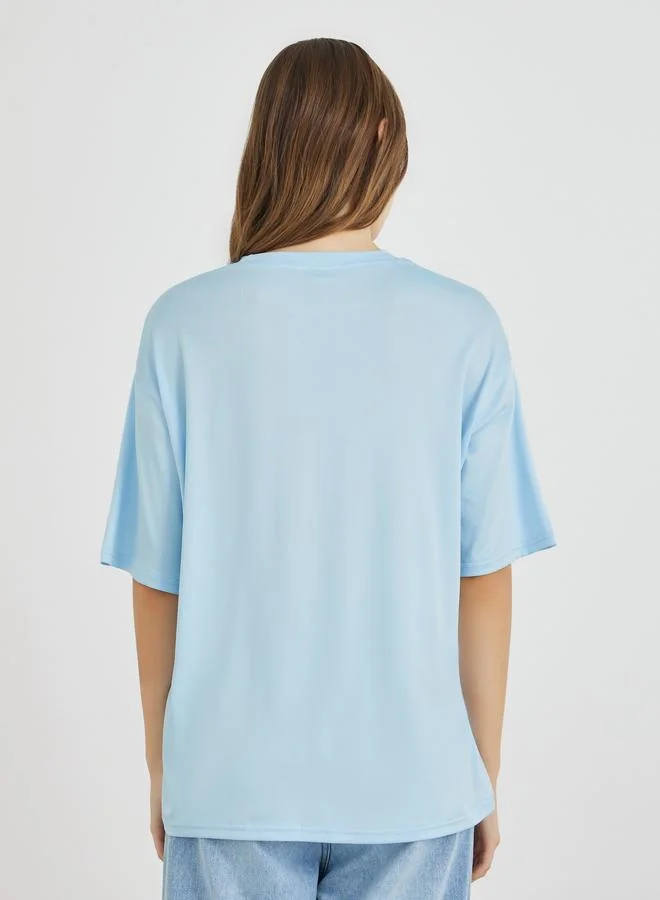 Take Two Take Two Solid Oversized Round Neck T-Shirt