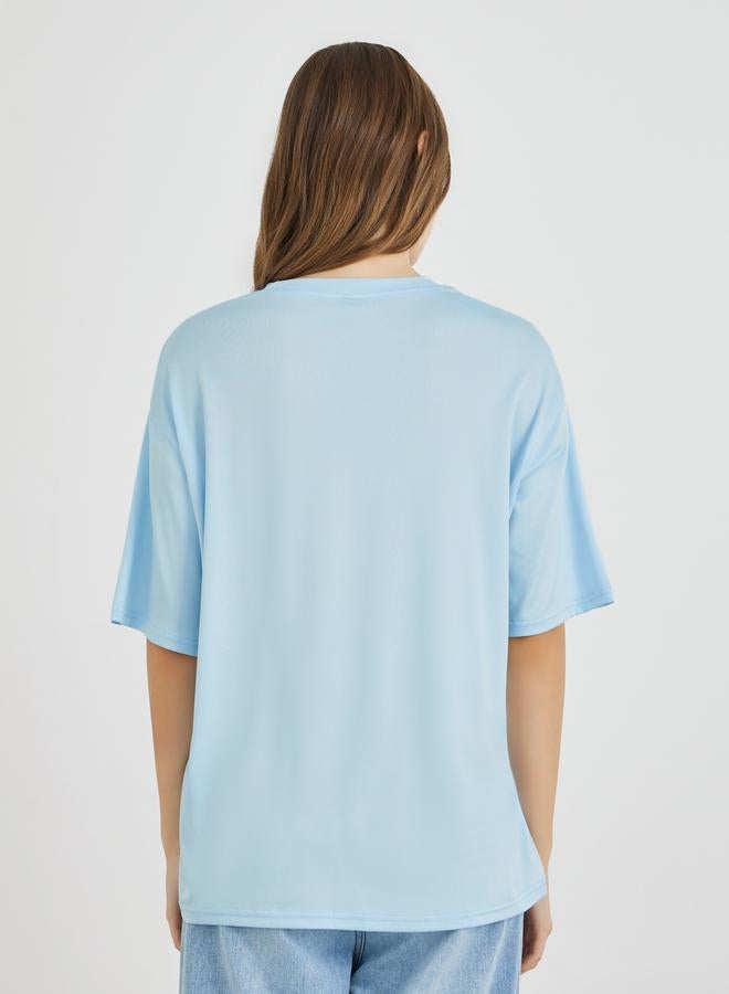 Take Two Solid Oversized Round Neck T-Shirt - Image 4