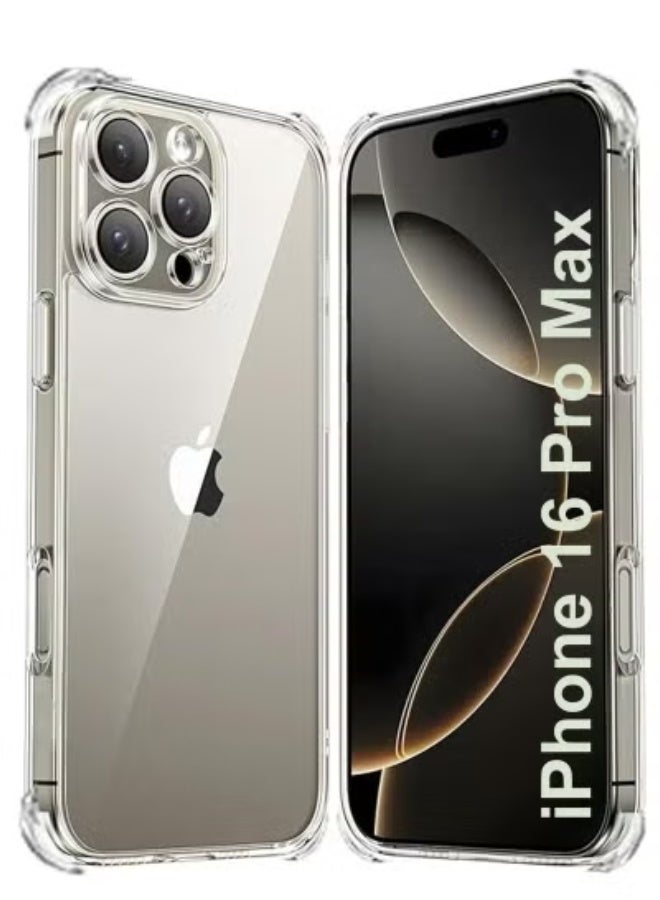 تايجر Ultra Clear Case for iPhone 16 Pro Max – Shockproof Soft TPU Silicone Back Cover with Anti-Yellow Transparent Design, Raised Edge Bump & Corner Protection, Slim Lightweight Scratch-Resistant Flexible Protective Case for Daily Use – Clear - Image 1