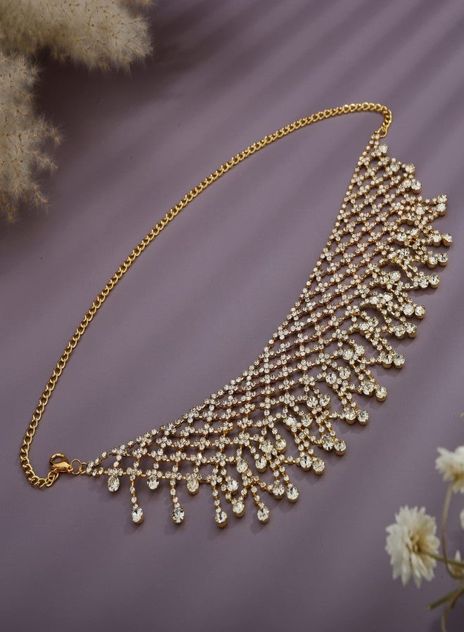 يرتير قلادة YERTTER Dainity المرصعة بالكامل بأحجار الراين، ذات سلسلة سميكة، مزينة بشرابة كريستالية، قابلة للتعديل، مناسبة للحفلات الموسيقية والبار. للنساء - Image 3