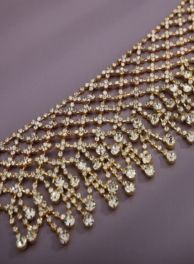 يرتير قلادة YERTTER Dainity المرصعة بالكامل بأحجار الراين، ذات سلسلة سميكة، مزينة بشرابة كريستالية، قابلة للتعديل، مناسبة للحفلات الموسيقية والبار. للنساء - Image 5