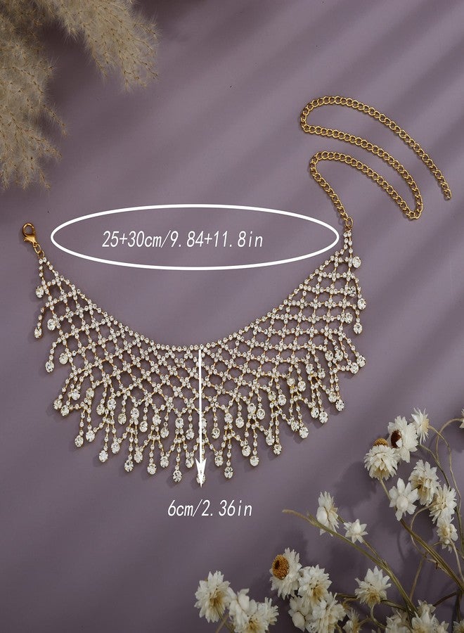 يرتير قلادة YERTTER Dainity المرصعة بالكامل بأحجار الراين، ذات سلسلة سميكة، مزينة بشرابة كريستالية، قابلة للتعديل، مناسبة للحفلات الموسيقية والبار. للنساء - Image 4