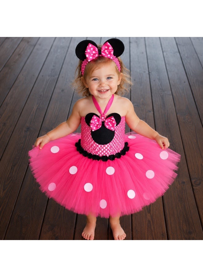 Minnie Mouse Inspired Pink Tutu Dress for Girls - Image 1