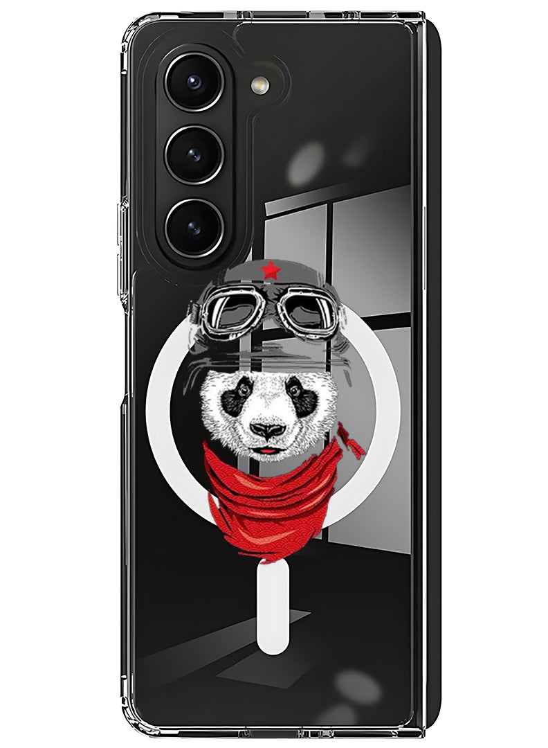 Theodor Magnetic Case for Samsung Galaxy Z Fold 5 Compatible with MagSafe Wireless Charging, Shockproof Phone Bumper Cover Panda - Image 1