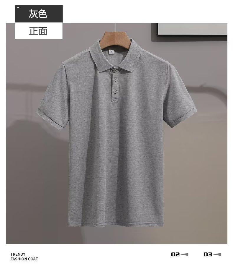 POLO Shirt Mens Summer Thin Lar Short-sleeved T-shirt Korean Fashionable Loose Casual Half-sleeved Paul Shirt Top light gray 