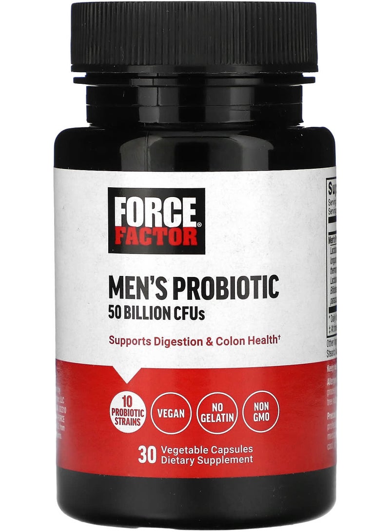 Force Factor Men's Probiotic 50 Billion CFUs 30 Vegetable Capsules