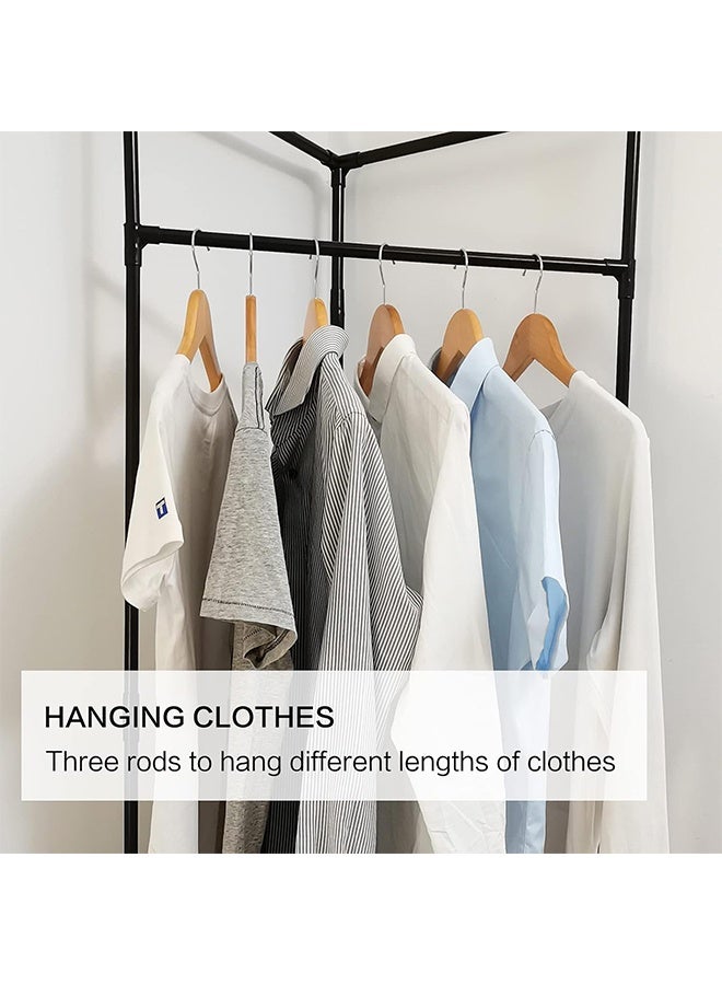 رولستيمي ركن معطف الرف ، متعددة الوظائف الطابق الدائمة شماعات ملابس رفوف للإزالة المعادن الملابس تخزين الرف ، طبقتين - Image 5