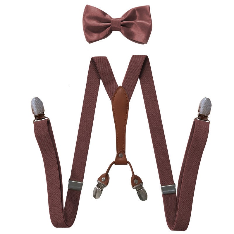 Fashionable Trendy Unisex Elastic Adjustable Suspenders Anti-slip Universal Bib Pants For Adults Kids Loose Fitting Coffee 